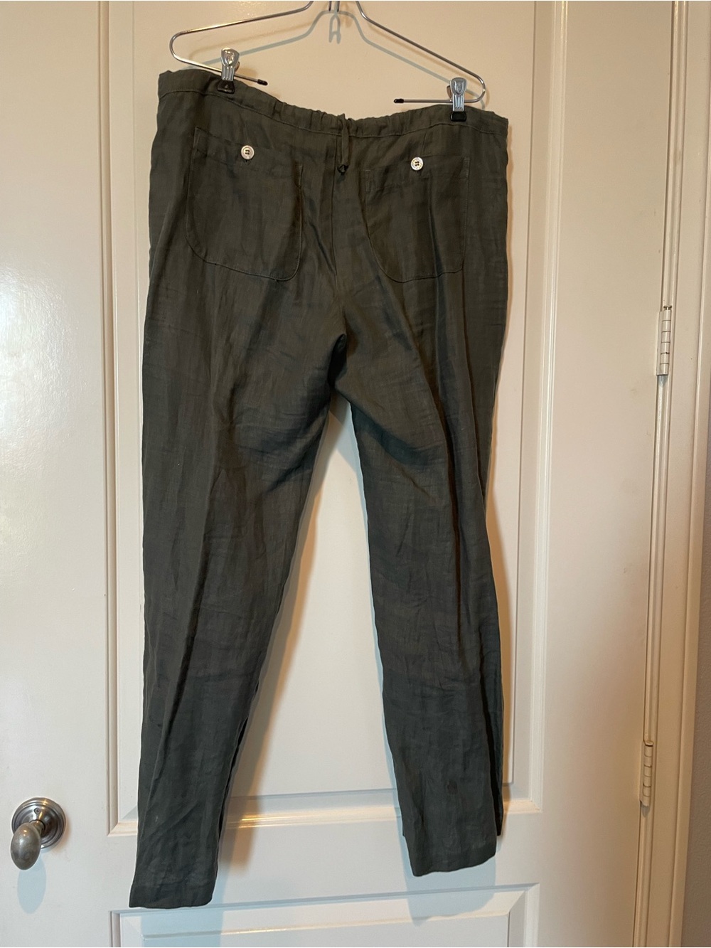 Allen Allen Women’s Olive Green Linen Chinos